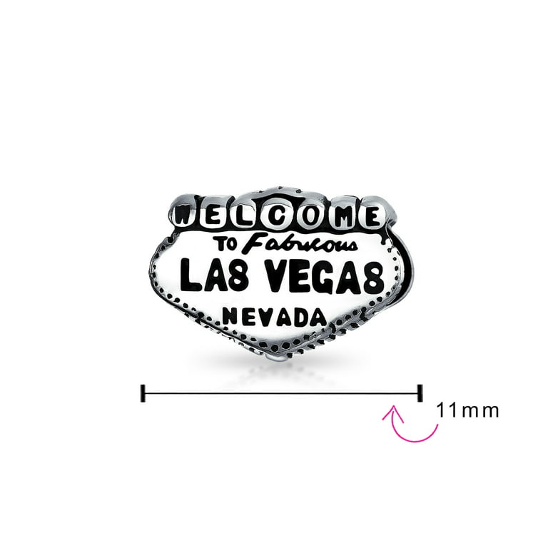 Sterling Silver Oxidized Welcome to Las Vegas Sign Travel European Bead 